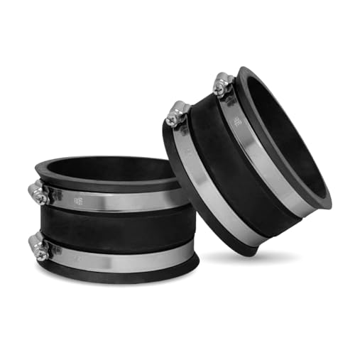 Image of POWERTEC 70149-P2V 4 Inch Dust Control Flex Cuff with Steel Hose Clamps, Hose Connector Rubber Cuff Coupler for Woodworking Dust Collection Fittings, Dust Collector Accessories & Machinery, 2 pack