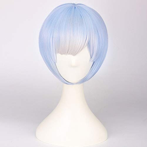 Yiwa Cartoon Coaplay Hairpiece Cosplay Perruques Cheveux Courts Deux Couleurs Bleu clair