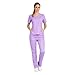 M&M SCRUBS Women’s Scrub Set V-Neck Top & Pants | Soft Poly-Cotton Medical Uniform | Run Large M Lilac