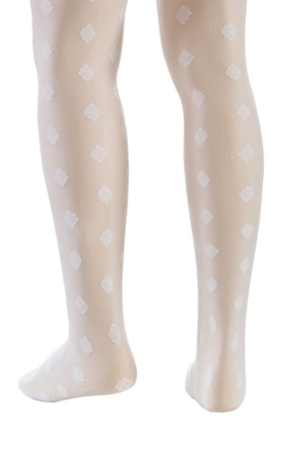 Kids Mini Argyle Design Footed Girls Tights Quality Comfort Fashion Soft Microfiber White