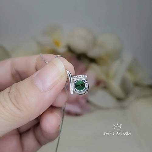 2 CT Emerald Necklace Simple Diamond Bowknot Green Emerald Pendant Sterling Silver White Gold plated Minimalist Created Green Gemstone - Image 5