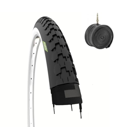 Ecovelò Fahrradreifen 26 X 1 1/2 (40-584) – 2 Reifen + 2 Schläuche Mit Schrader-Ventil | Für Vintage, Holland & Citybikes