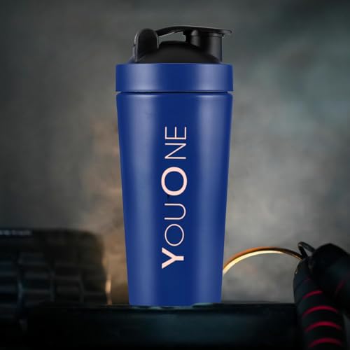 Image of YOUONE Stainless Steel Shaker Bottles For Gym - 100% Leakproof Guarantee, Ideal For Protein, Pre Workout, Bcaas & Water Bpa Free Material (Red) (Blue)