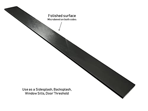 Solid Black Engineered Marble Threshold (Marble Saddle) Polished For Shower Curb, Floor Transition, Bathroom Vanity Backsplash, Sill, Custom Length (Width: 5 Inches, Thickness: 0.62 Inches) #TOP3