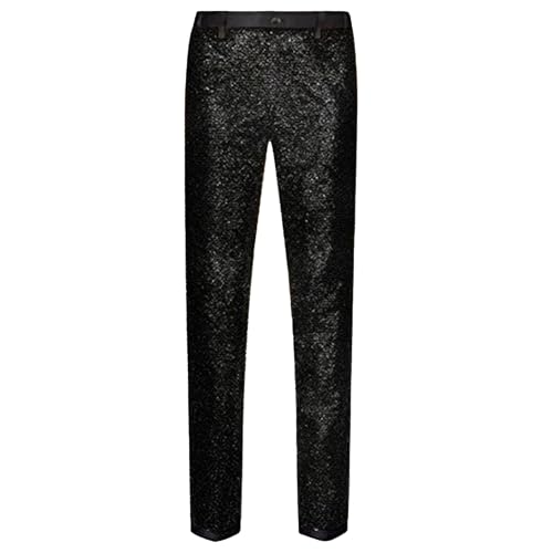 Men's Nightclub Glitter Dress Trouser Sparkly Sequin Party Dress Pants Disco Shiny Straight Leg Trousers