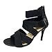 Sandalen Damen Schwarz Elegant Damenmode Sommer Cross Strap Einfarbig Reißverschluss Fischmaul High Heel Sandaletten Outdoor Sandalen Damen