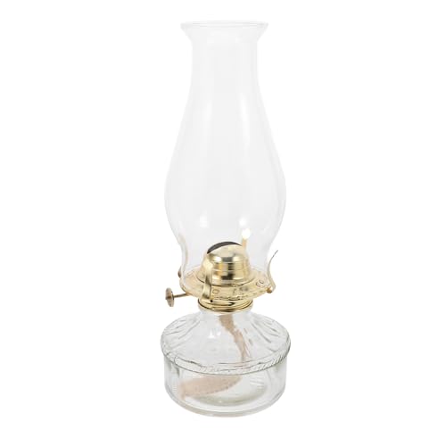 ABOOFAN Lámpara de Queroseno Pantalla de Vidrio Transparente y Base Redonda, Linterna Decorativa Vintage para Iluminación Ambiental en Espacios Interiores