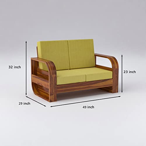 Image of Douceur Furnitures Solid Sheesham Wood 2 Seater Sofas | Two Seater Sofa for Living Room, Cafe, Office | (Design-3)