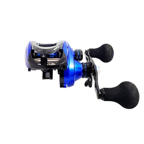 Saint, Carretilha Pesca Saint Plus Sparta Azul Alumínio Rol. 11 Rec 7.0:1 Drag 10Kg Lado da Manivela