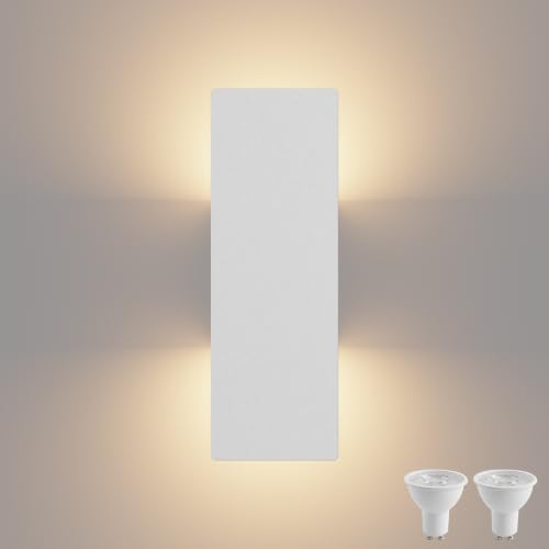 Image of Tipace Hardwired White Wall Sconces,3000K Modern Wall Lights Led Indoor Wall Wall Mount Light for Bedroom,Living Room, Hallway,GU10 Bulbs Included,1 Pack