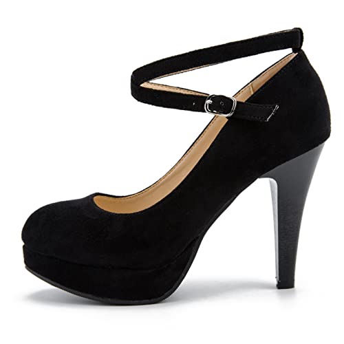 Image of fereshte Women's Platform Pumps, Ankle Strap, High Heel, Closed Toe, Party Wedding Dress Shoes