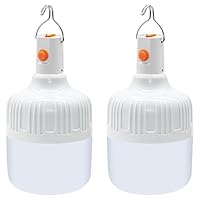 Ledeak 2 Stücke LED Campinglampe Wiederaufladbare, Zeltleuchte Arbeitslampe mit Aufhängung und USB Kabel Batteriebetriebene Aufladbar Tragbare 500 Lumen Zelt Licht für Camping Terrasse Garten Grillen
