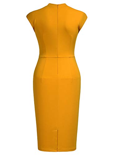 Miusol Women's Business Slim Style Ruffle Work Pencil Dress(Small,Yellow) #TOP4