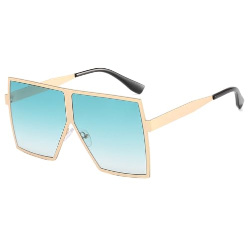 Lunettes de soleil carrées mode UV400 pour femme avec monture métal et lunettes vintage marron