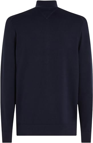 Tommy Hilfiger Pull avec Fermeture Éclair Homme Essential Cotton Zip Thru Col Montant, Bleu (Desert Sky), L