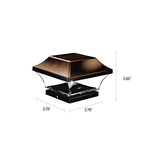 NOMA Solar Post Lights | Waterproof Outdoor Cap Lights for 4 x 4 Wooden Post, Deck, Patio, Garden, Decor or Fence | Warm White LED Lights, 8-Pack (Bronze)