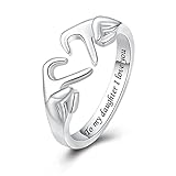 BEILIN 925 Sterling Silver To My Daughter I Love You Ring for Daughter Gifts - Claddagh Heart Ring for Women Teen Girls, Metal, Cubic Zirconia