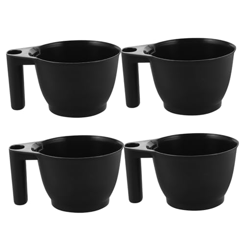 Veemoon 4 pièces Bol de Teinture Professionnel pour Salon Lot de Bols Noirs Plastique avec Poignée de Mesure pour Mélange Outils Indispensables pour Coloration et Teinture Capillaire