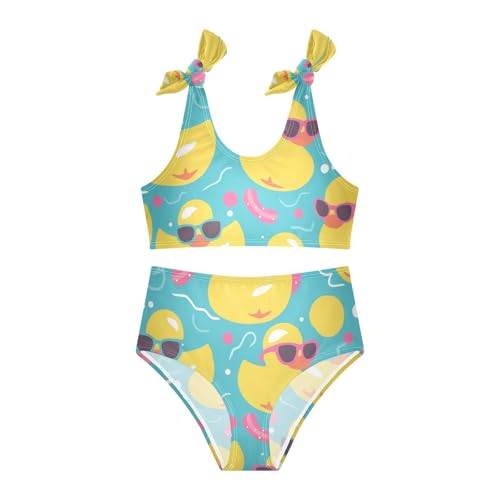KLL Rubber Duck Sunglasses Girl Two Piece Bikini Set Beach Swimsuits Swimming Suits Adjustable Shoulder Strap3