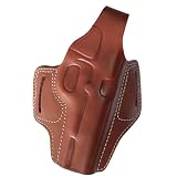 YT HOBBY Handmade Leather OWB Carry Two Slot Thumb Break Gun Holster for Browning Hi-Power (Brown- Right Hand)