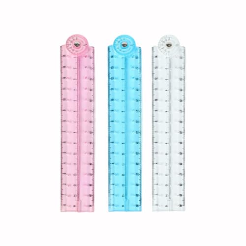 3 Pcs Folding Ruler Clear Ruler Soft Ruler for School Teacher Office Learning Supplies(Blue Red...