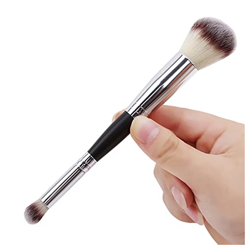 Myxp Silver Makeup Brushes Double Ended Foundation Brush & Concealer Brush, Flat Top Kabuki Foundation Brush For Liquid, Cream, Blending, Buffing, Concealer, Dual Sided Make Up Brushes #TOP2