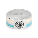 Manchester City - Anello a fascia in acciaio inox con licenza ufficiale Manchester City, 2 colori, idea regalo per uomo e unisex