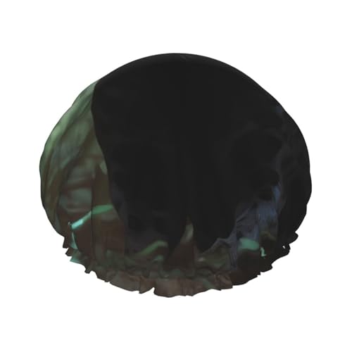Forest Panther Shower Cap for Women Reusable Waterproof Shower Bonnet Washable Elastic Band Bath Hair Hat Double Layered Bath Cap Extra Large for Long Hair