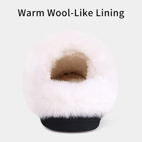 Image of Evshine Warm Knit House Slippers for Women Comfy Wool-Like Lined Chenille Slippers with Memory Foam and Indoor Outdoor Soles