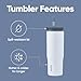 Owala Stainless Steel Triple Layer Insulated Travel Tumbler with Spill Resistant Lid and Straw, BPA Free, 24 oz, Grey/Blue (The Great Blue)