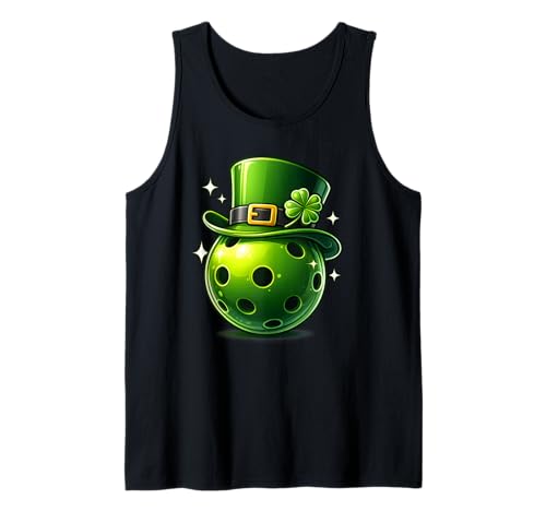 St Patrick's Day Pickleball Lovers Lucky Leprechaun Men Kids Tank Top