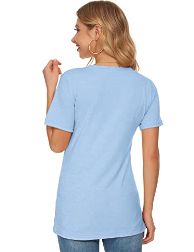 WNEEDU Womens T Shirts Short Sleeve Crewneck Loose Summer Tees Basic Tops4