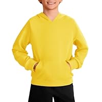 Haloumoning Boys Fashion Hoodies Kids Long Sleeve Hooded Sweatshirts with Kangaroo Pocket 5-14 Years Yellow
