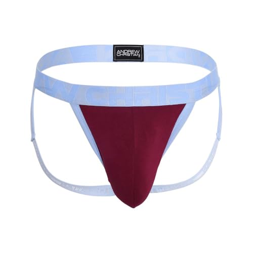 Sous-vêtement Hommes Jockstrap Andrew Christian Bulge C-Ring Jock Burgundy Rouge 1x