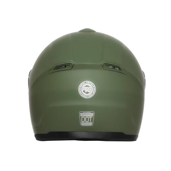 Royal Enfield FF Quest ISI Certified | Thermoplastic Shell | High-Density EPS Liner | 3 Intake Ports; 1 Exhaust Vent | Micrometric Lock | UV Treated Visor | Battle Green (M) 57 CM