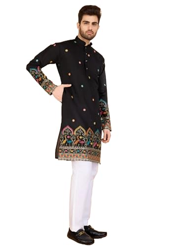 Kurta 11650 en viscose brodée pour mariage : costume traditionnel homme chic