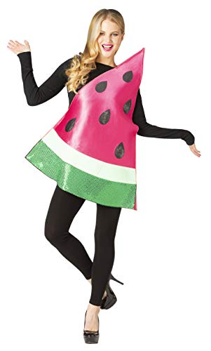 Rasta Imposta Halloween Costume Watermelon Fruit Slice, Front Print Tunic, Adult One Size Fits Most