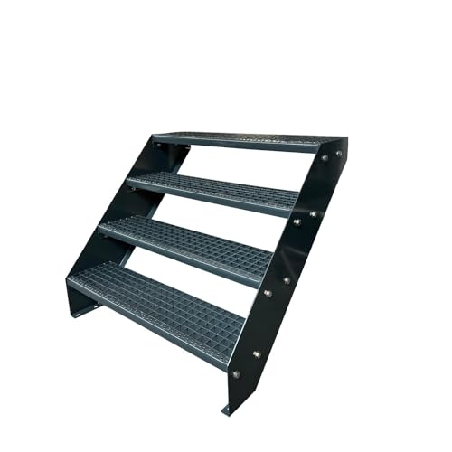 Escalier de jardin pour talus glissant en acier robuste 4 marches anthracite