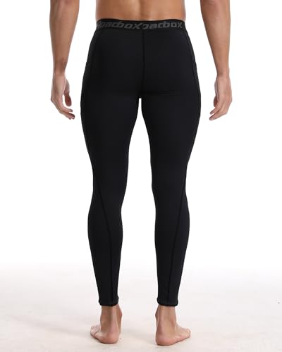 Roadbox 1 or 2 Pack Compression Pants Men, Running Workout Leggings with Pockets, Gym Basketball Athletic Tights Base Layer2