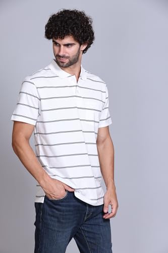 Image of Half Sleeve Polo T-Shirt for Men with Pocket || Stripe Collar and Pocket T-Shirt for Men Half Sleeves