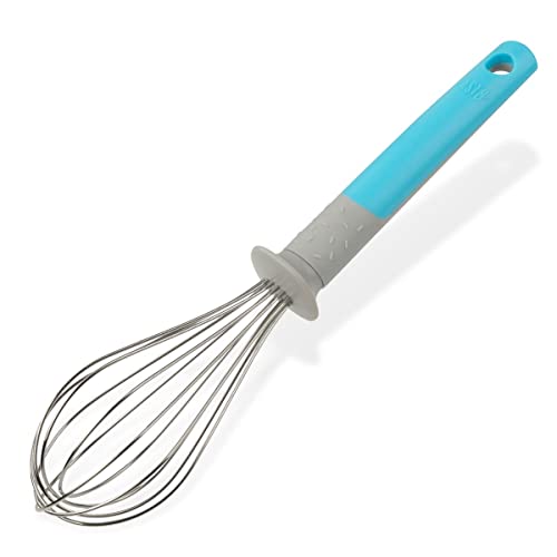 Tasty Stainless Steel Whisk, Balloon Whisk for Stirring and Whipping Ingredients, Balloon Wire Whisk, Egg and Milk Frother, Dimensions: 26 x 6 cm, Colour: Blue, Grey, Silver