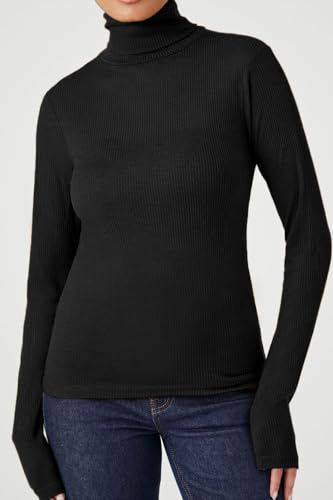 Image of Emmalise Womens Turtleneck Top Long Sleeves Fitted Ribbed Top