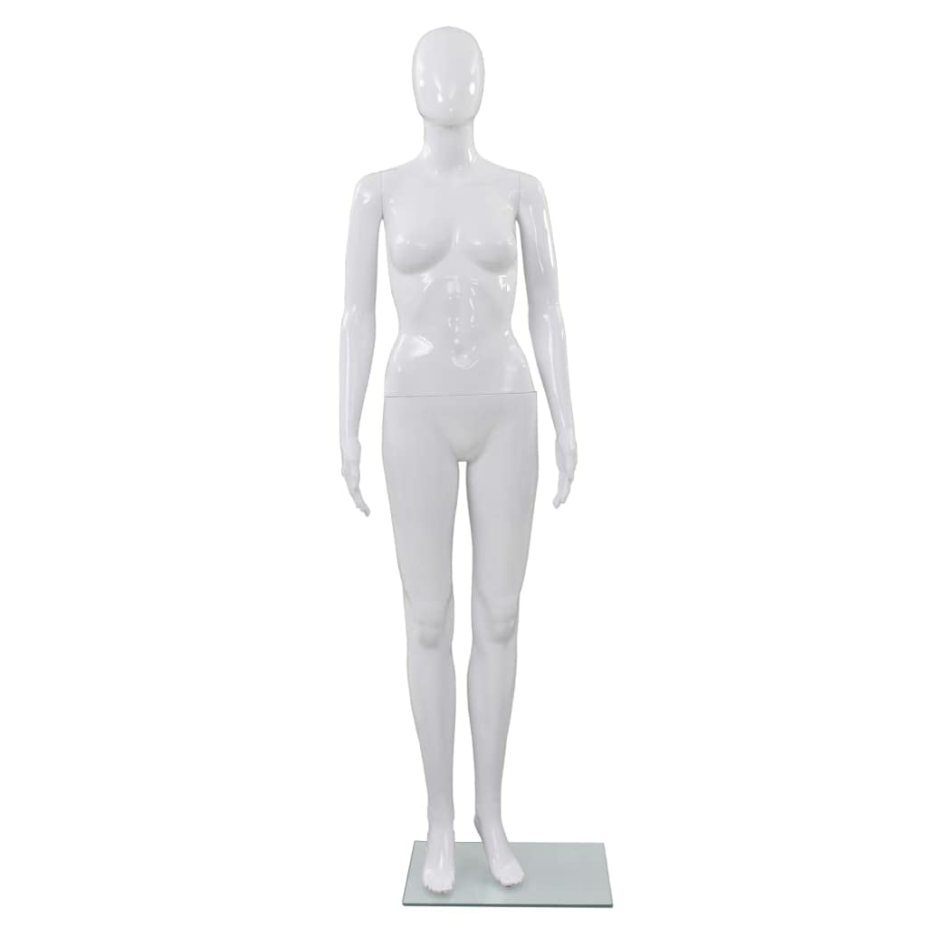 vidaXL Maniquí de Mujer Completo Base de Vidrio Blanco Brillante 175cm