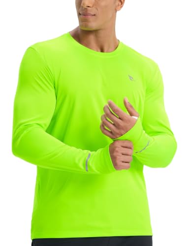 baleaf Men's Mountain Bike Jersey Long Sleeve Shirts Fluorescent Green S
