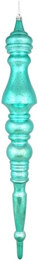 Vickerman 20" Mercury Finial Ornament, Shatterproof Plastic, Christmas Tree Decoration, Teal