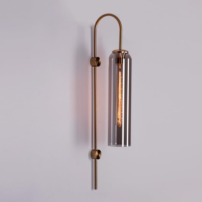 Image of Black Long Glass Wall Light | Mirror Black Copper Metal Wall Lamp Fixture | Decorative Lighting for Living Room Bedroom Dining Cafe Bar Restaurant | Modern Home Decor | Without Bulb