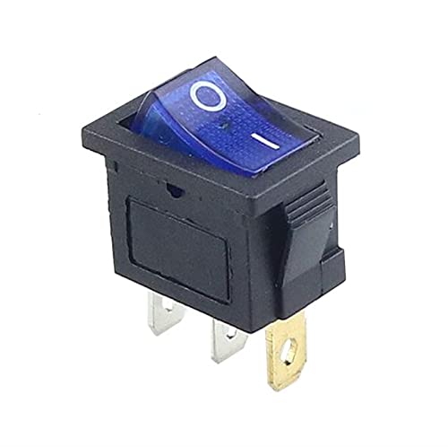 Bouton KCD1 bleu 3 broches lumineux 6A 250V AC pour tableau auto