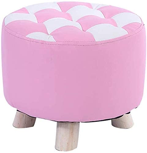 Tabouret en cuir de qualité supérieure et pieds bois massif rose