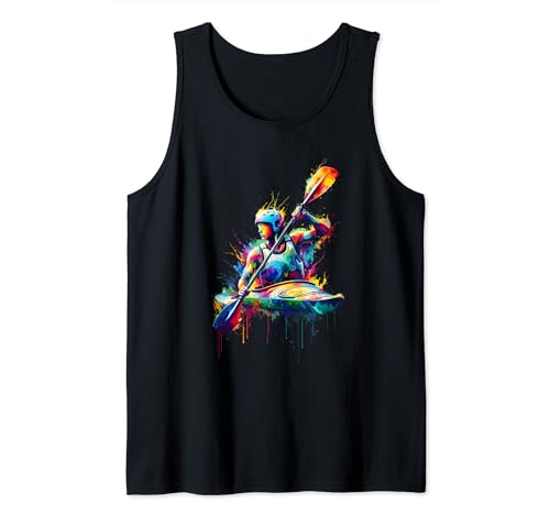 Colorful Splash Art Paddling Canoeing Rowing Kayaking Kayak Tank Top