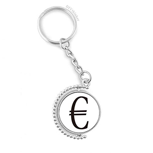 Symbole monétaire Euro chain keyholder rotatif multicolore pour trousseau de clés